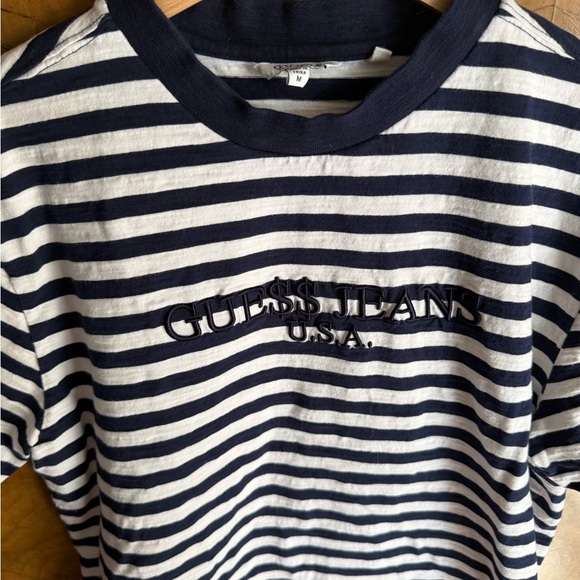 Guess x ASAP Rocky Striped navy and White T-Shirt vintage - Picture 4 of 9